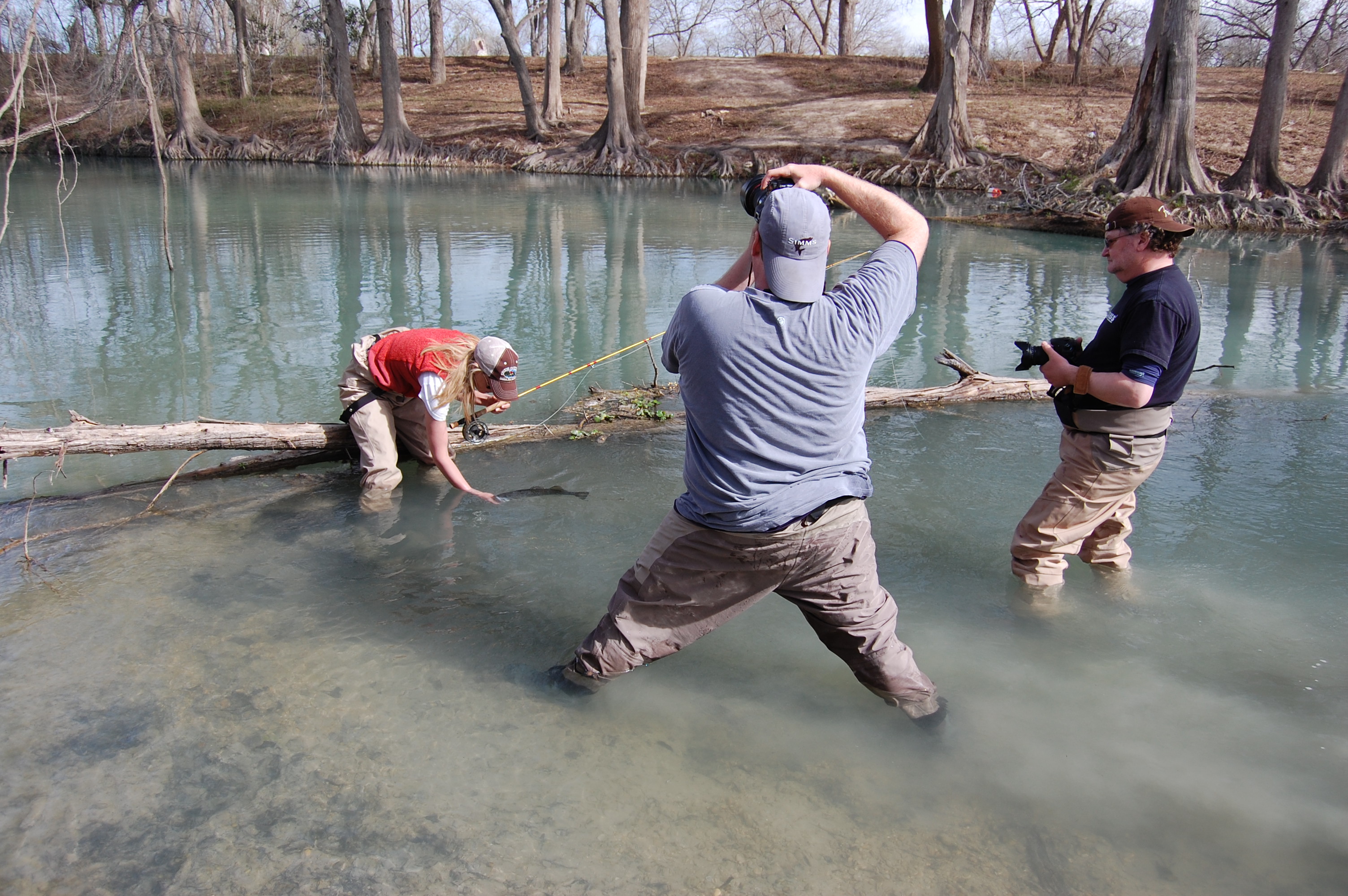 Tiffany Fluitt, "owner Gruene Outfitters" with Steve Probasco (editor), Jon Luke (art director) Southwest Fly Fishing